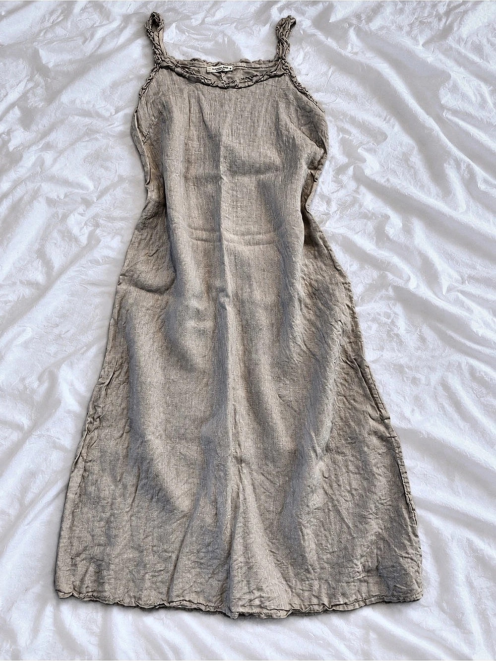 Francesca Betti Linen-Look Maxi Dress in Gray Size Medium